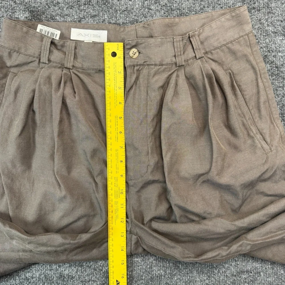 AXIS Silk Blend Pleated Trousers Mens 33Wx28.5L Brown Khaki Sony Pictures
